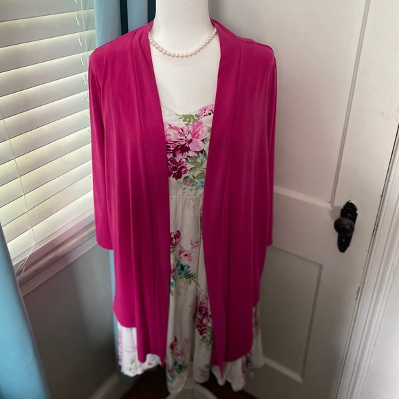 Ivory Floral Challis Hi-Low Skater Dress - Picture 4 of 7